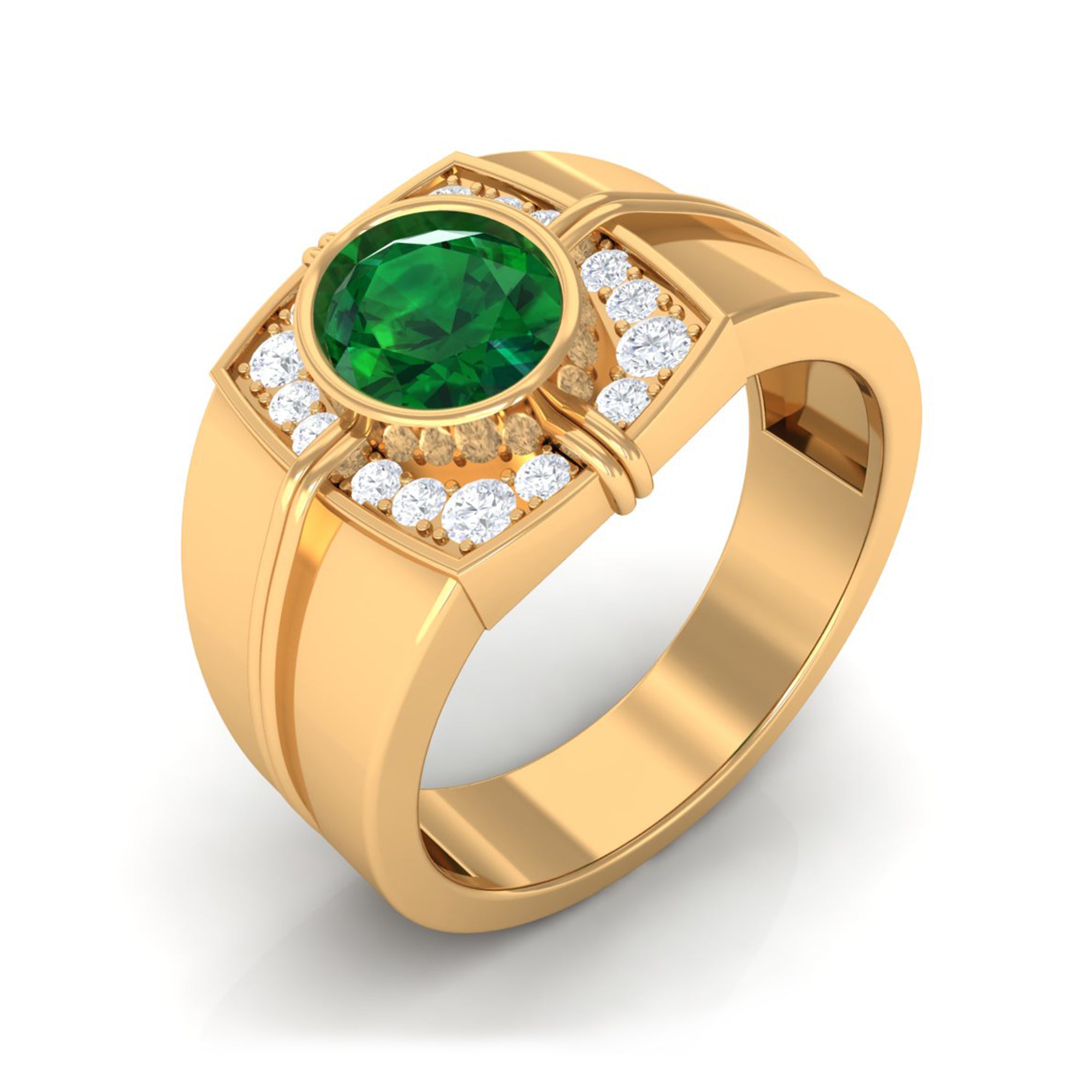 Vintage Style Oval Shape Emerald Engagement Ring with Diamond Lab Grown Emerald-AAAA Quality - Virica Jewels