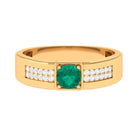 Classic Natural Emerald Engagement Ring with Diamond Natural Emerald-AAA Quality - Virica Jewels
