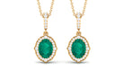 Oval Emerald Vintage Style Pendant with Diamond Natural Emerald-AAA Quality - Virica Jewels